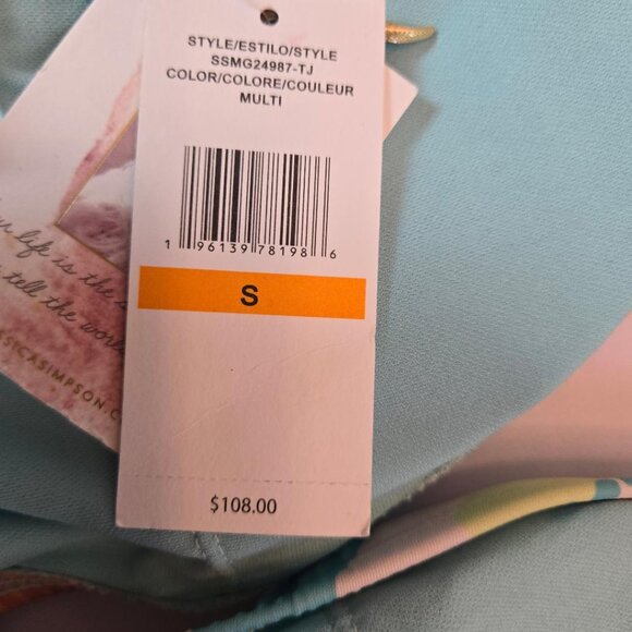 JESSICA SIMPSON Women's Plunge Neck One Piece Swimsuit Sz: S Multi Color - Picture 11 of 12